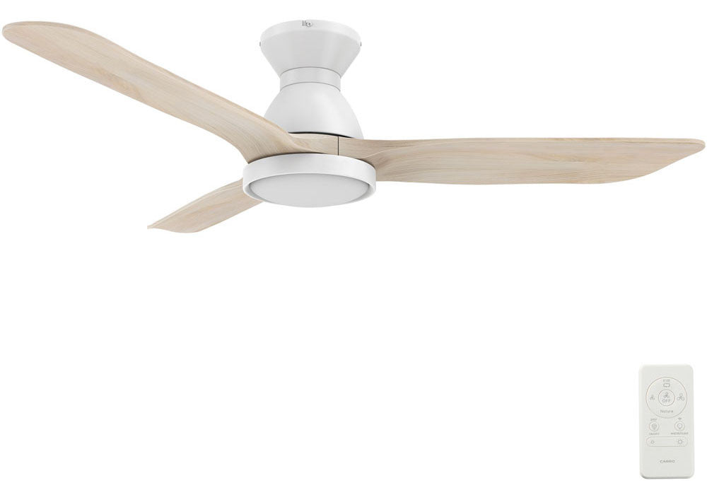 Carro USA SFR523F3-L12-WM1-1-FM 52" Garrick Smart Ceiling Fan With LED Light Kit - Fixture Finish: White - Blade Finish: Whitewashed