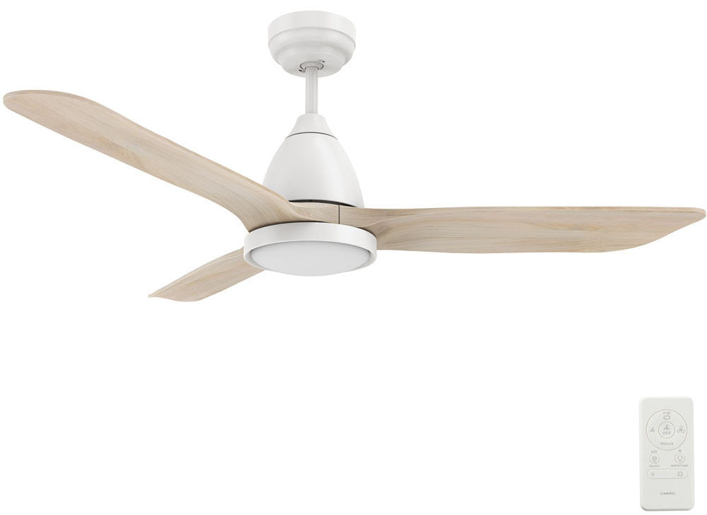 Carro USA SFR523F3-L12-WM1-1 52" Garrick Smart Ceiling Fan With LED Light Kit - Fixture Finish: White - Blade Finish: Whitewashed