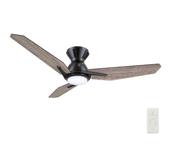 Carro USA SFR523J3-L11-BS-1-FM 52 Inch Calen Contemporary Black LED Ceiling Fan