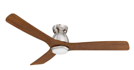 Carro USA SFR523N3-L11-SM2-1-FM 52" Akron Modern LED Home Ceiling Fan, Solid Wood, Brushed Nickel Finish