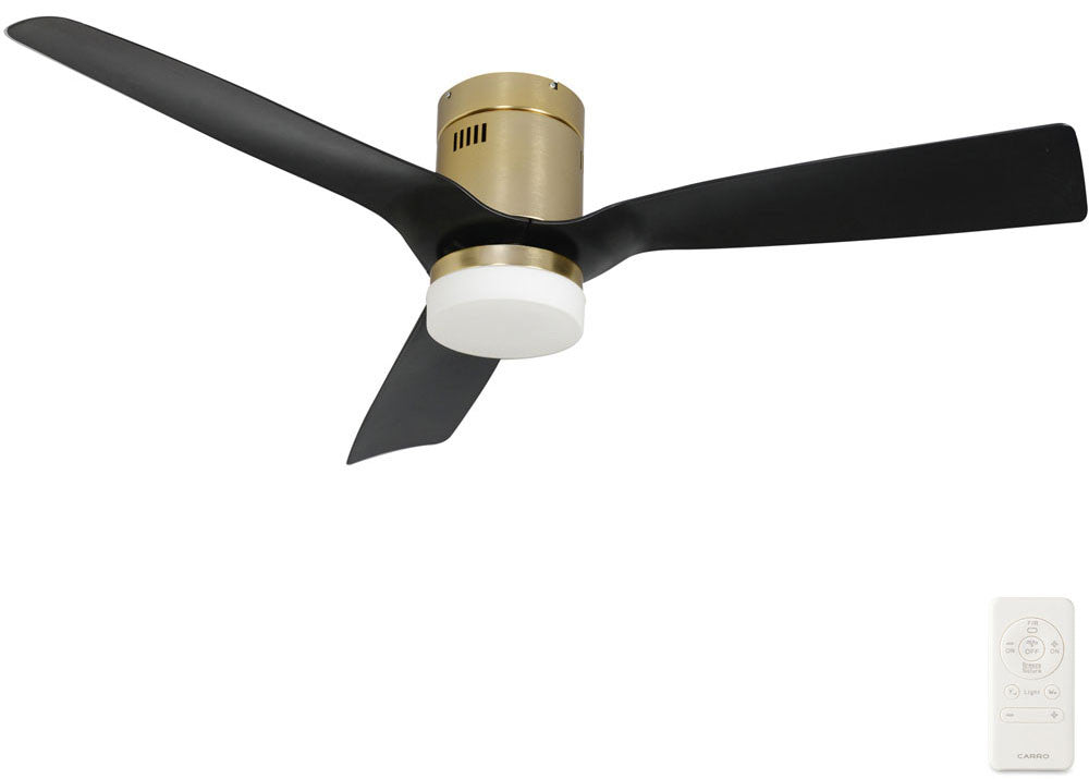 Carro USA SFR523P-L12-G2-1-FM 52" Spezia Contemporary LED Home Ceiling Fan - Fixture Finish: Gold - Blade Finish: Black