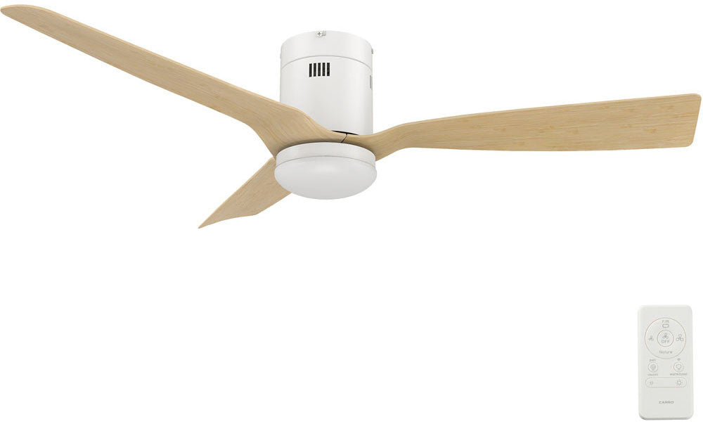 Carro USA SFR523P-L22-WQ-1-FM 52" Spezia Contemporary LED Home Ceiling Fan - Fixture Finish: White - Blade Finish: Bamboo