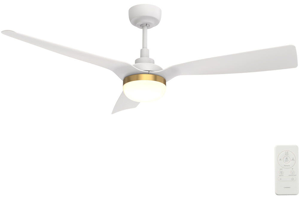 Carro USA SFR523P2-L22-W1-1A 52" Spezia Modern LED Home Ceiling Fan - Fixture Finish: White/Gold - Blade Finish: White