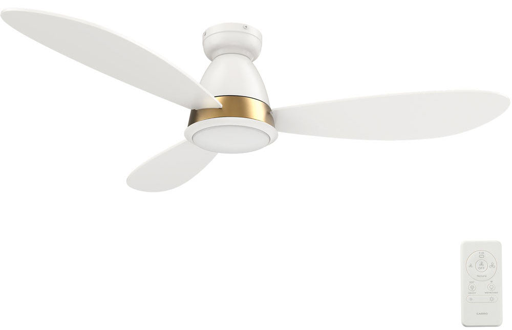 Carro USA SFR523Q7-L12-W1-1-FMA 52" York Contemporary LED Ceiling Fan - Fixture Finish: White with Gold - Blade Finish: White