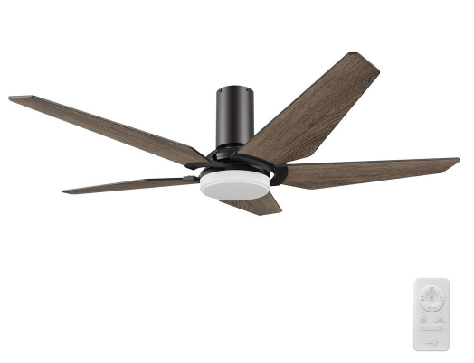 Carro USA SFR525B-L22-BG-1-FM Kaj Contemporary Black LED 52" Ceiling Fan, Black/Walnut Barnwood Finish