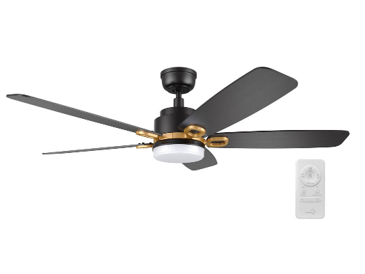 Carro USA SFR525B4-L12-B2-1G 52 Inch Peyton Contemporary Black LED Home Ceiling Fan