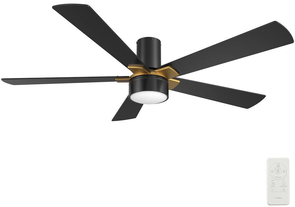 Carro USA SFR525B5-L11-B2-1G-FM 52" Stockton Modern LED Home Ceiling Fan - Fixture Finish: Black - Blade Finish: Black (Gold Detail)