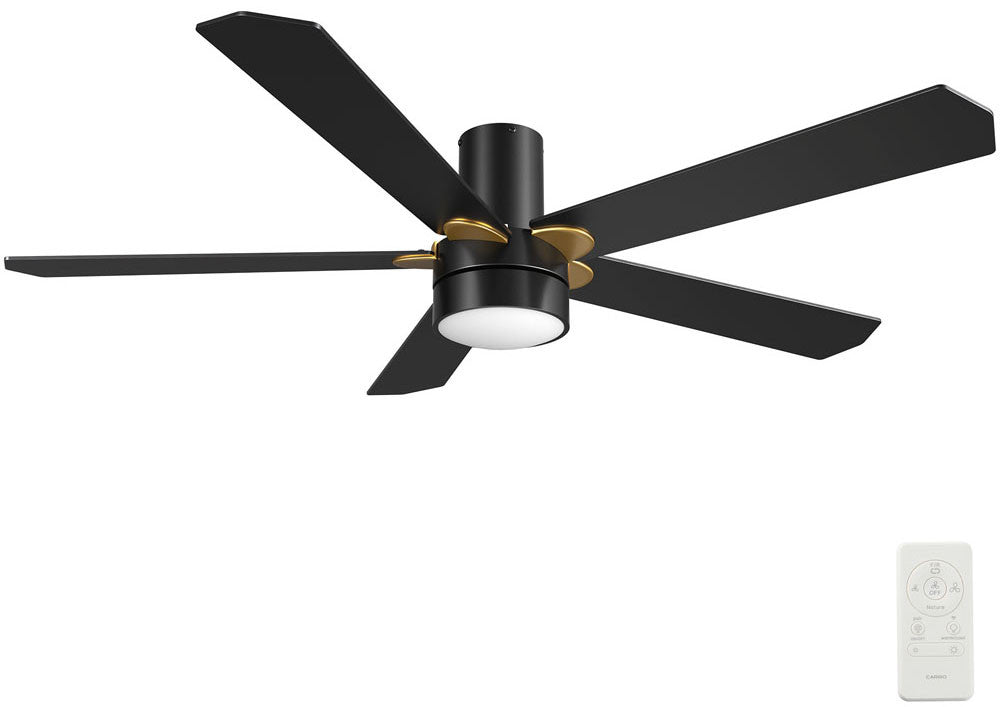 Carro USA SFR525E2-L11-B2-1G-FM 52" Tarrasa Modern LED Home Ceiling Fan - Fixture Finish: Black - Blade Finish: Black (Gold Detail)