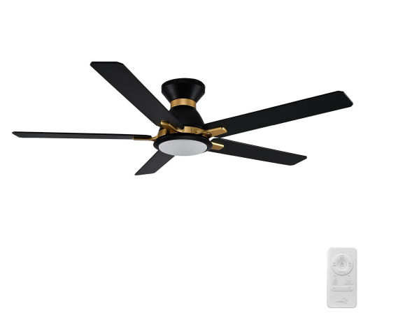 Carro USA SFR525J-L12-B2-1-FMA 52 Inch Espear Contemporary Black with Gold LED Ceiling Fan