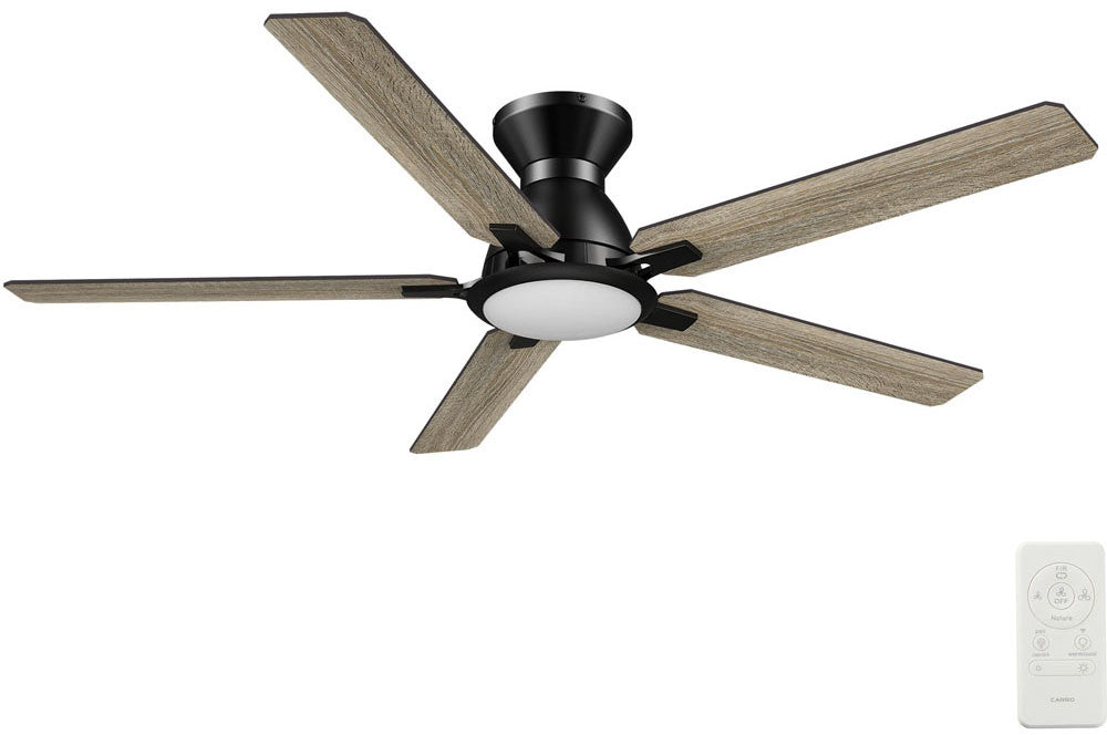 Carro USA SFR525J-L12-BG-1-FM 52" Espear Smart Ceiling Fan With LED Light - Fixture Finish: Black - Blade Finish: Walnut & Barnwood
