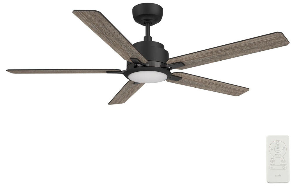 Carro USA SFR565J-L12-BG-1 56" Espear Smart Ceiling Fan With LED Light Kit - Fixture Finish: Black - Blade Finish: Walnut & Barnwood