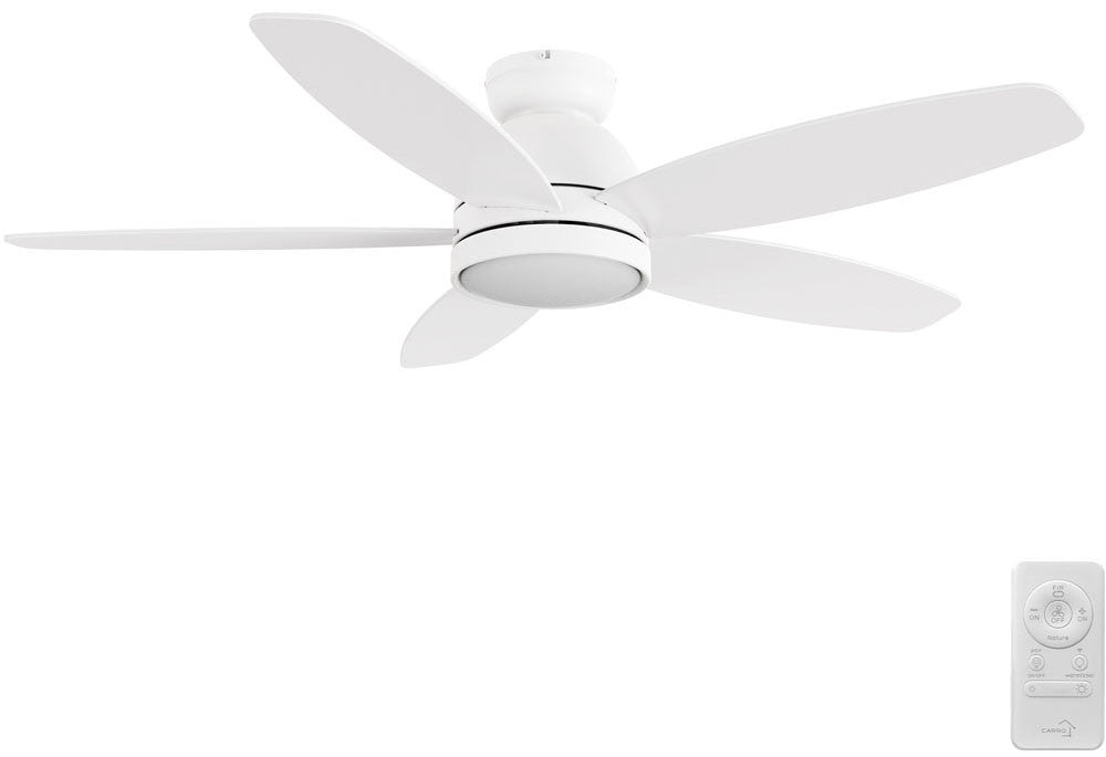 Carro USA SFR525Q5-L12-W1-1-FM 52" Fremont Smart Ceiling Fan With LED Light Kit - Fixture Finish: White - Blade Finish: White