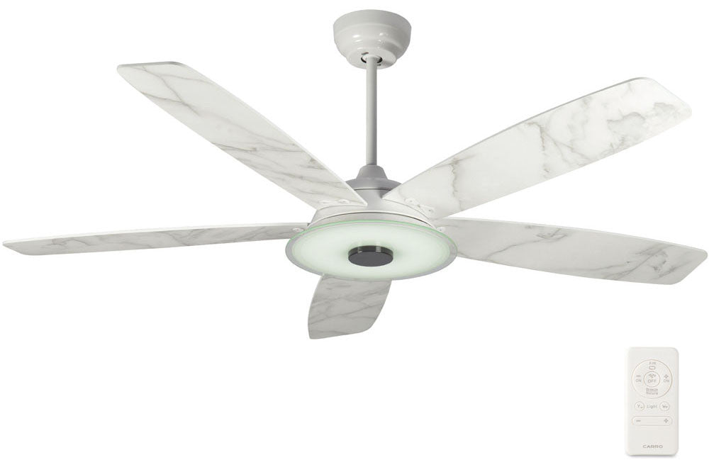 Carro USA SFR565H-L13-W7-1 56" Journey Smart Ceiling Fan With LED Light Kit - Fixture Finish: White - Blade Finish: Marble