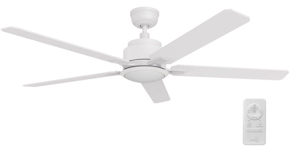 Carro USA SFR565J-L12-W1-1 56" Espear Smart Ceiling Fan With LED Light - Fixture Finish: White - Blade Finish: White