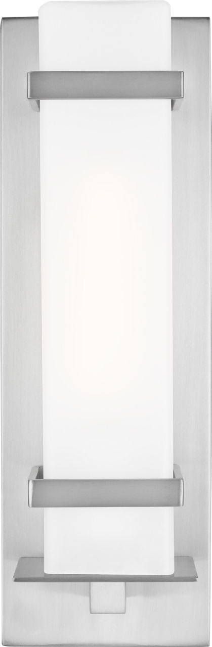 Generation Lighting Alban 1 Light 14 inch Satin Aluminum Outdoor Wall Lantern