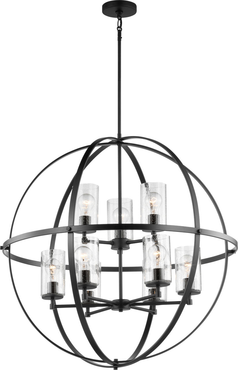 Generation Lighting Alturas 9 light midnight black chandelier with clear seeded glass