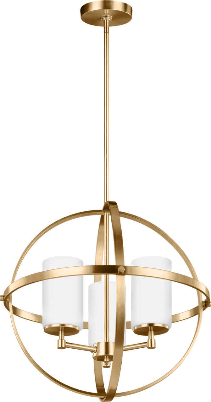 Generation Lighting 3124603EN3-848 Alturas 3 Light 19 inch Satin Brass Chandelier Ceiling Light