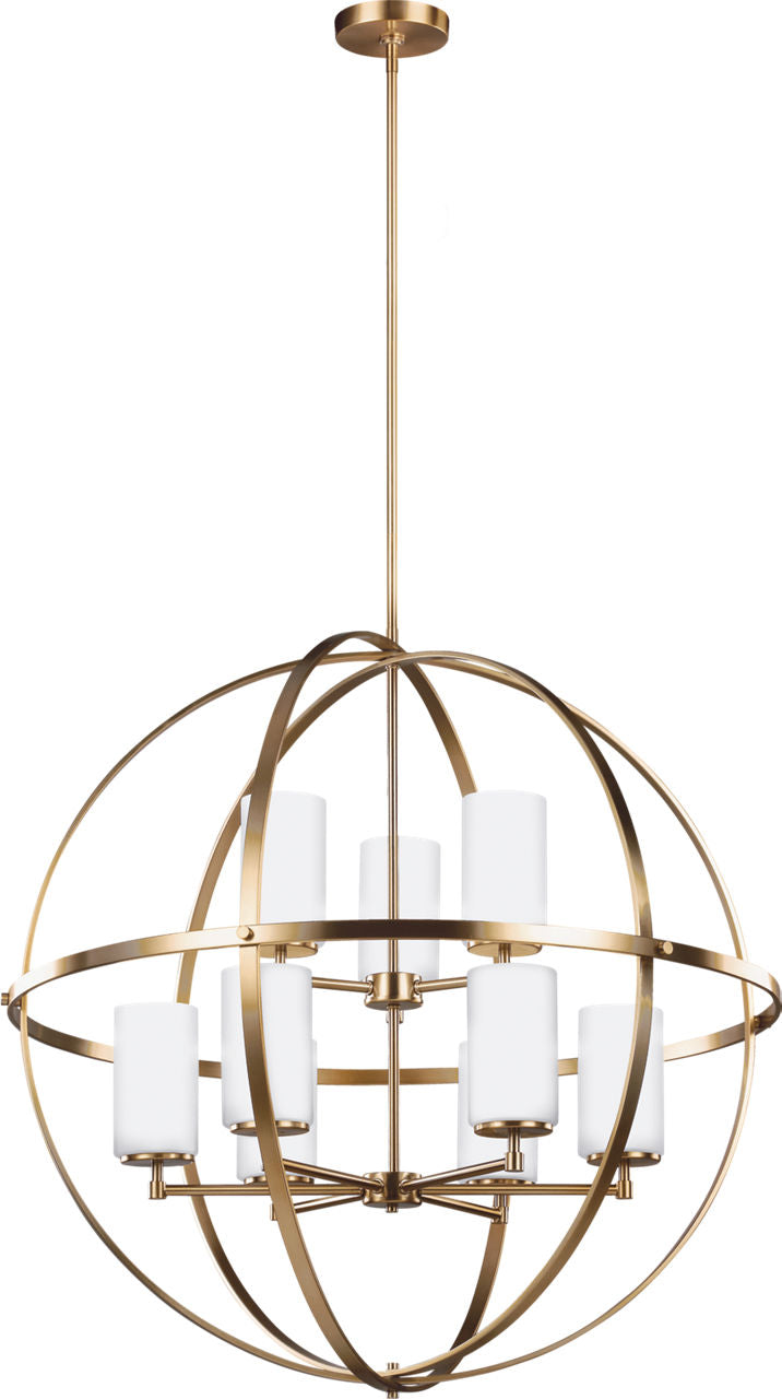 Generation Lighting Alturas 9 light satin brass chandelier ceiling light