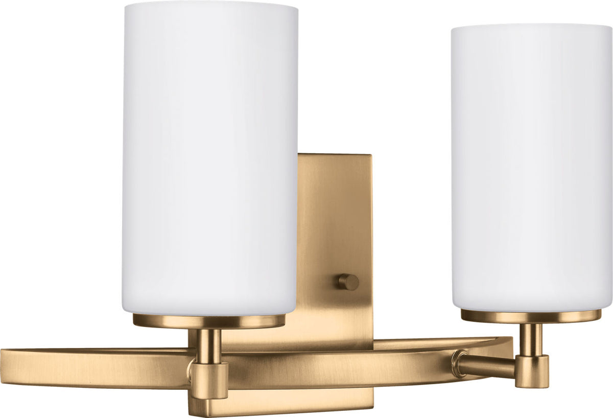 Generation Lighting Alturas 2 light satin brass bath vanity wall light