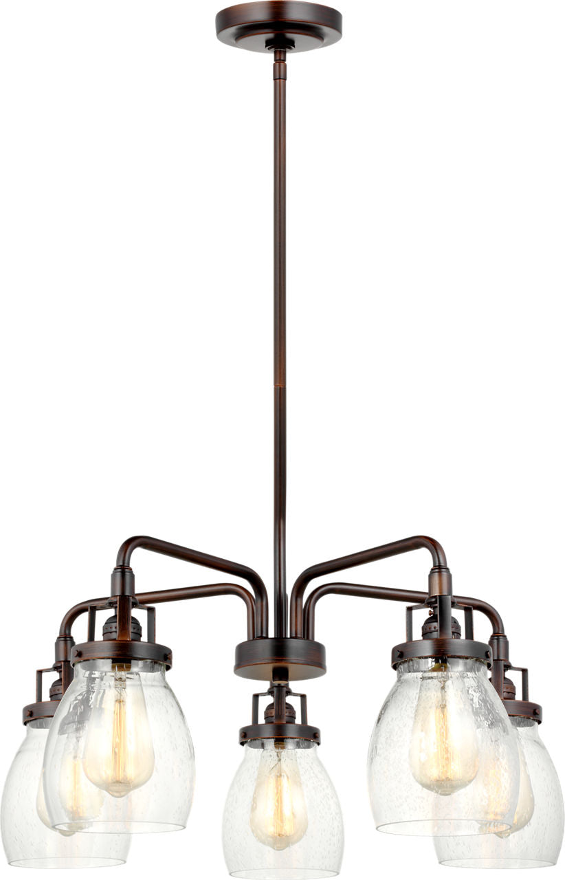 Generation Lighting Belton 5 light bronze chandelier ceiling light with clear seeded glass shades