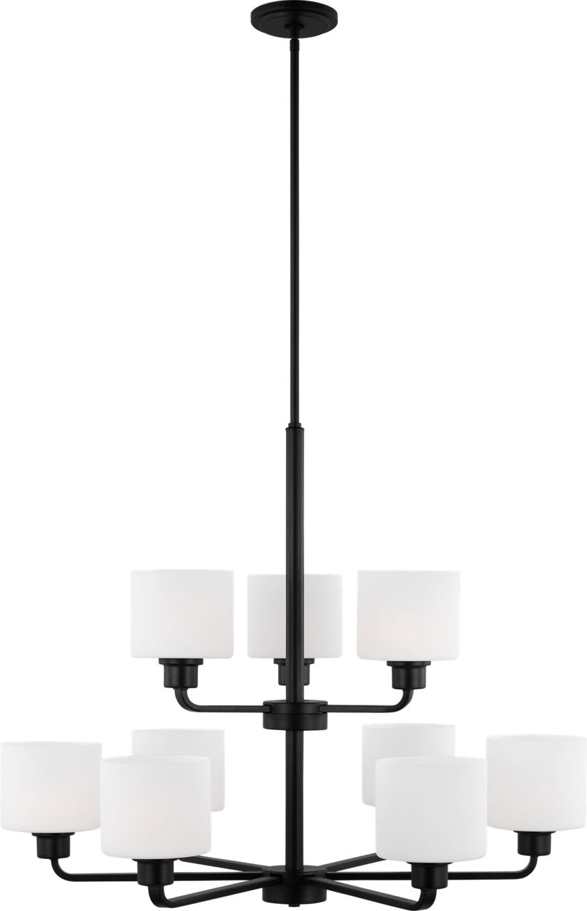 Generation Lighting Canfield 9 light chandelier in midnight black
