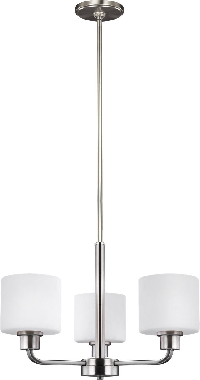 Generation Lighting Canfield 3 light brushed nickel chandelier ceiling light
