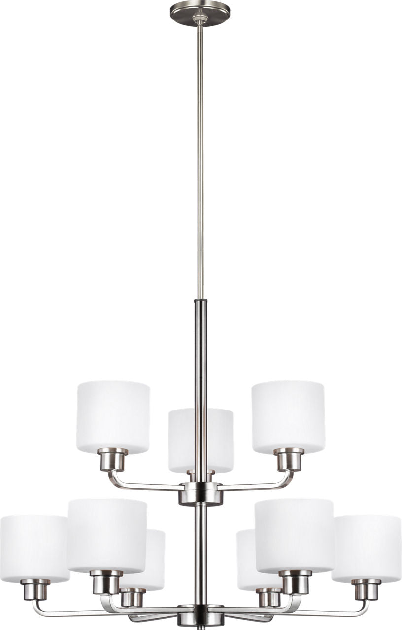 Generation Lighting Canfield 9 light brushed nickel chandelier ceiling light