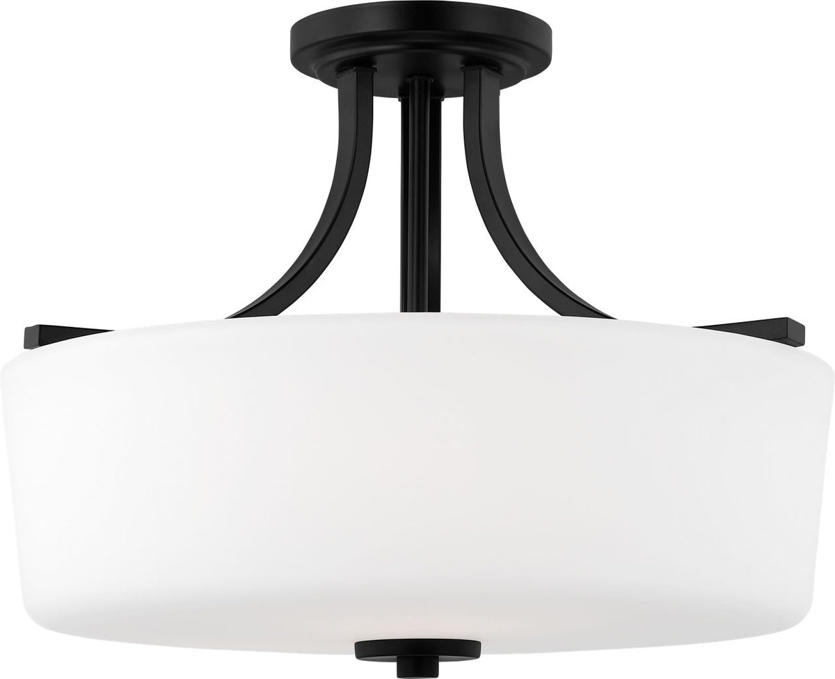 Generation Lighting 7728803-112 Canfield 3 Light 16 inch Black Flush Mount Ceiling Light