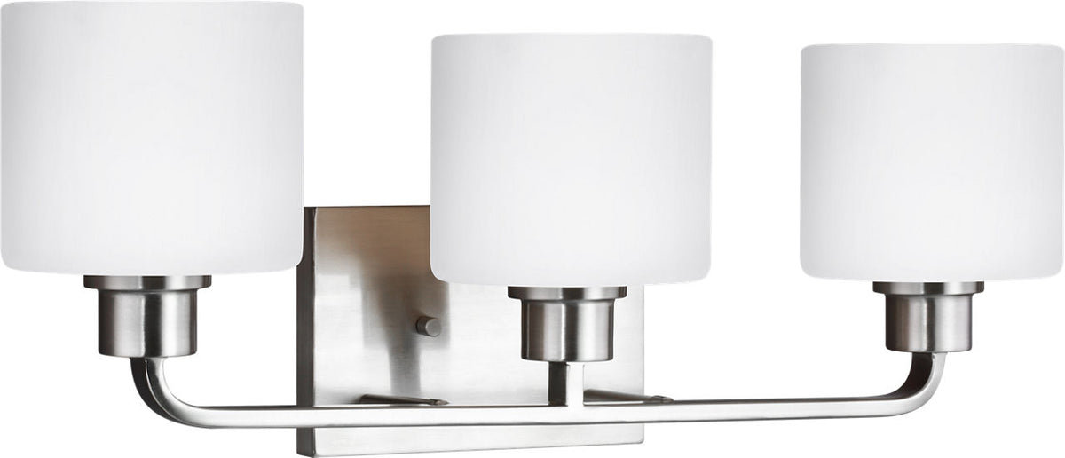 Generation Lighting Canfield 3 light brushed nickel bath vanity wall light