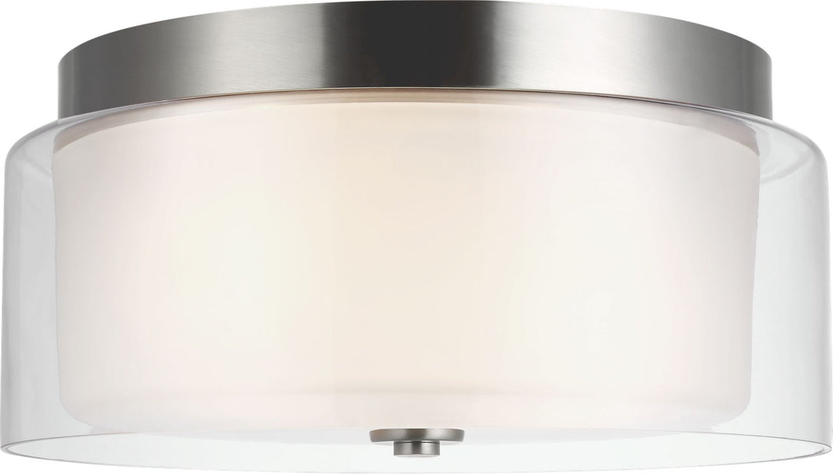Generation Lighting Elmwood Park 2 light 14 inch brushed nickel flush mount ceiling light