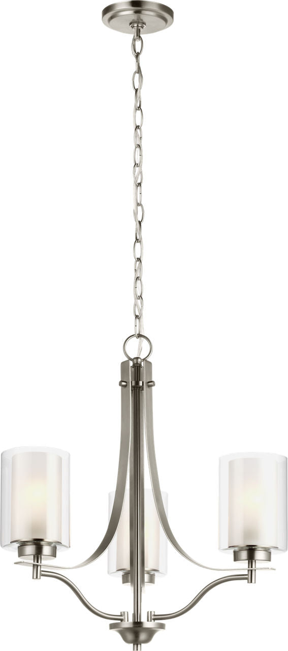 Generation Lighting Elmwood Park 3 light brushed nickel chandelier ceiling light
