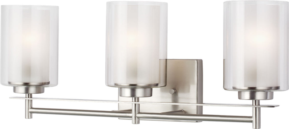 Generation Lighting Elmwood Park 3 light brushed nickel bath vanity wall light