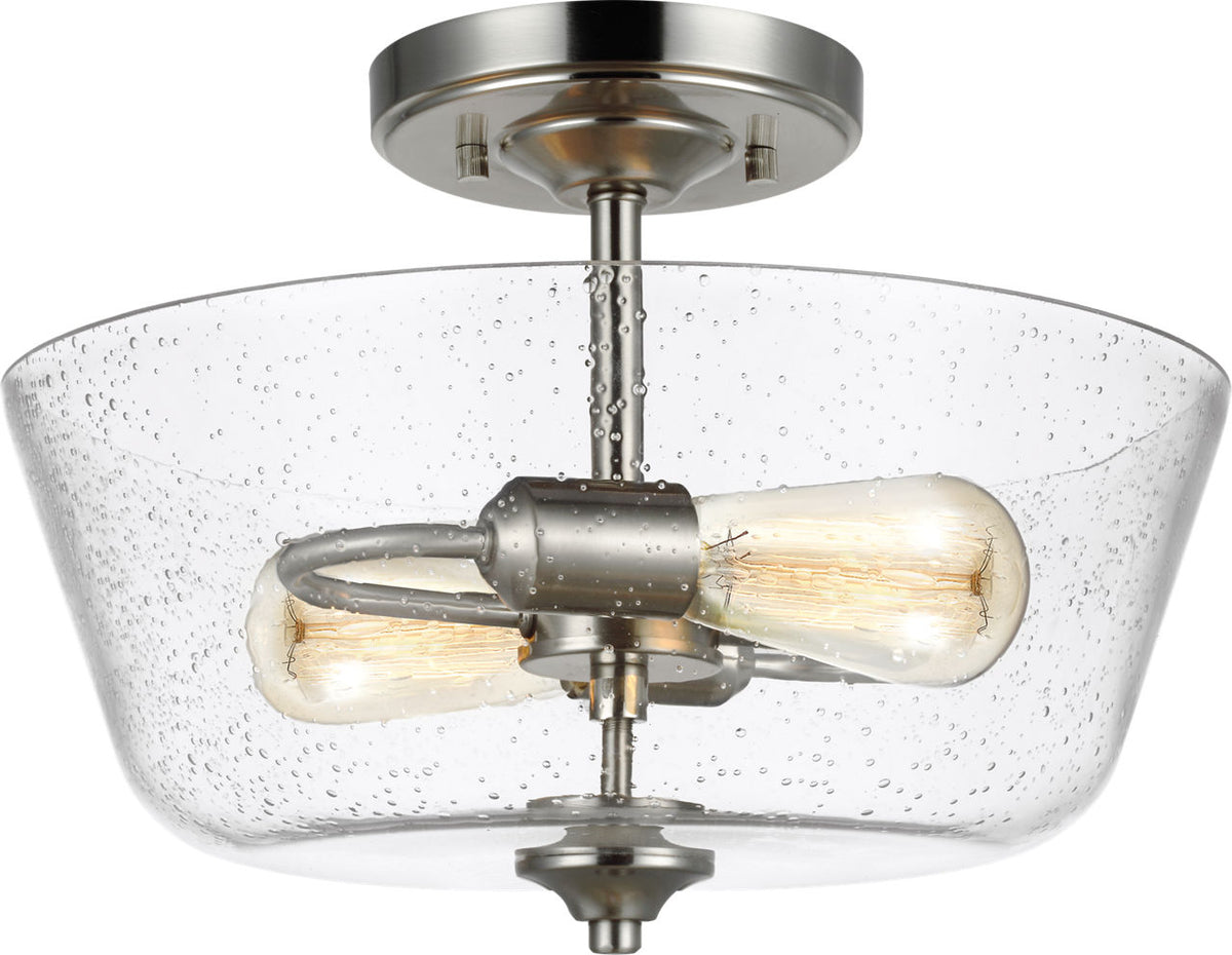 Generation Lighting Belton 2 light brushed nickel semi-flush mount ceiling light