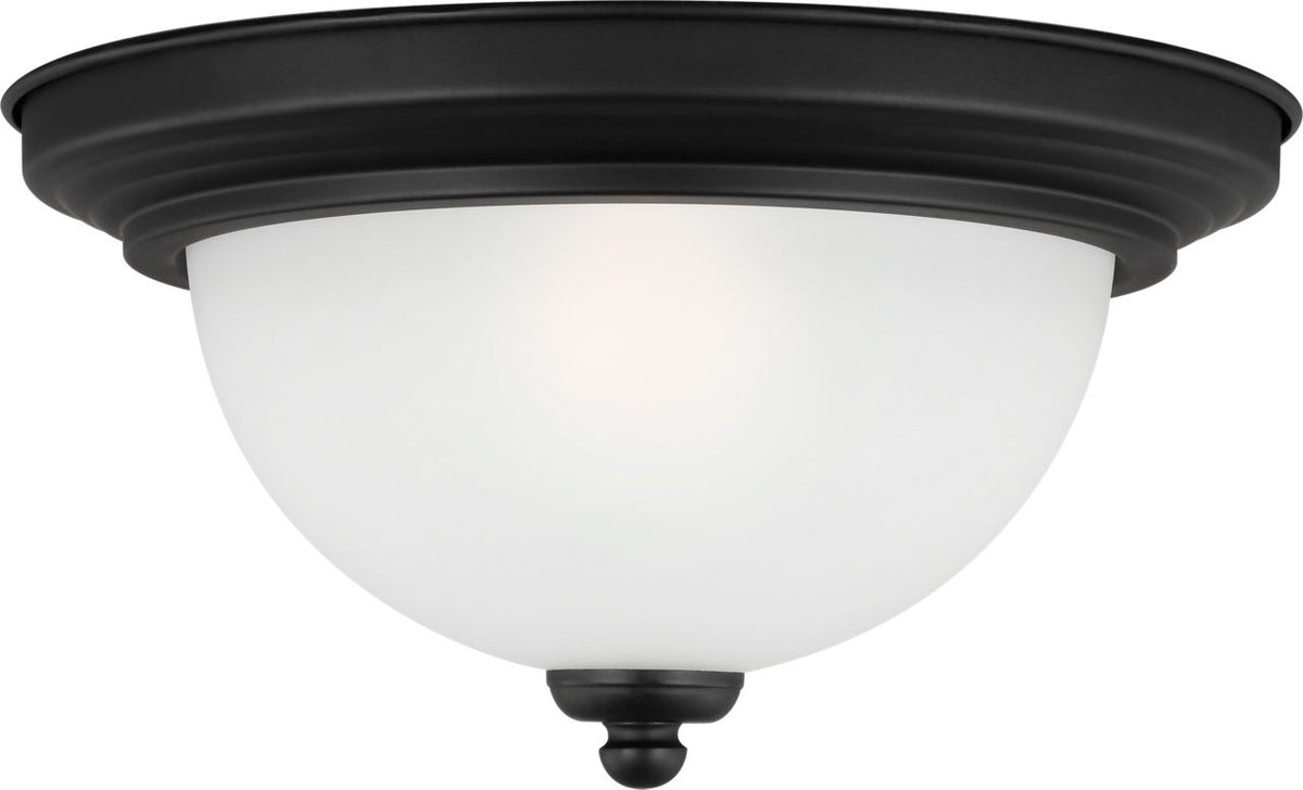 Generation Lighting Geary 1 light flush mount ceiling light in midnight black