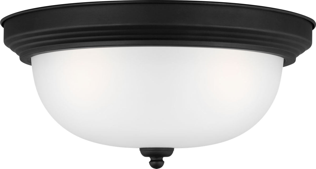 Generation Lighting Geary 3 light midnight black flush mount ceiling light
