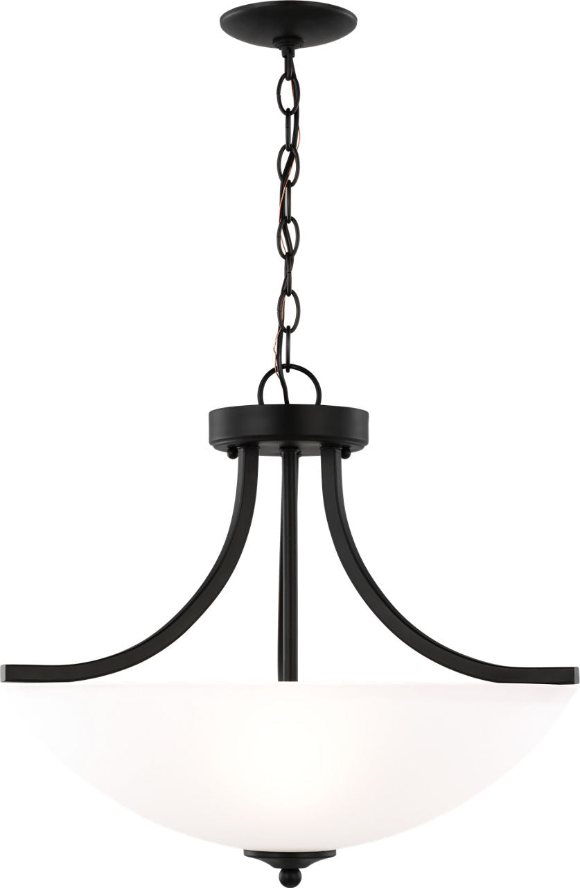 Generation Lighting Geary 3 light semi-flush mount ceiling light in midnight black