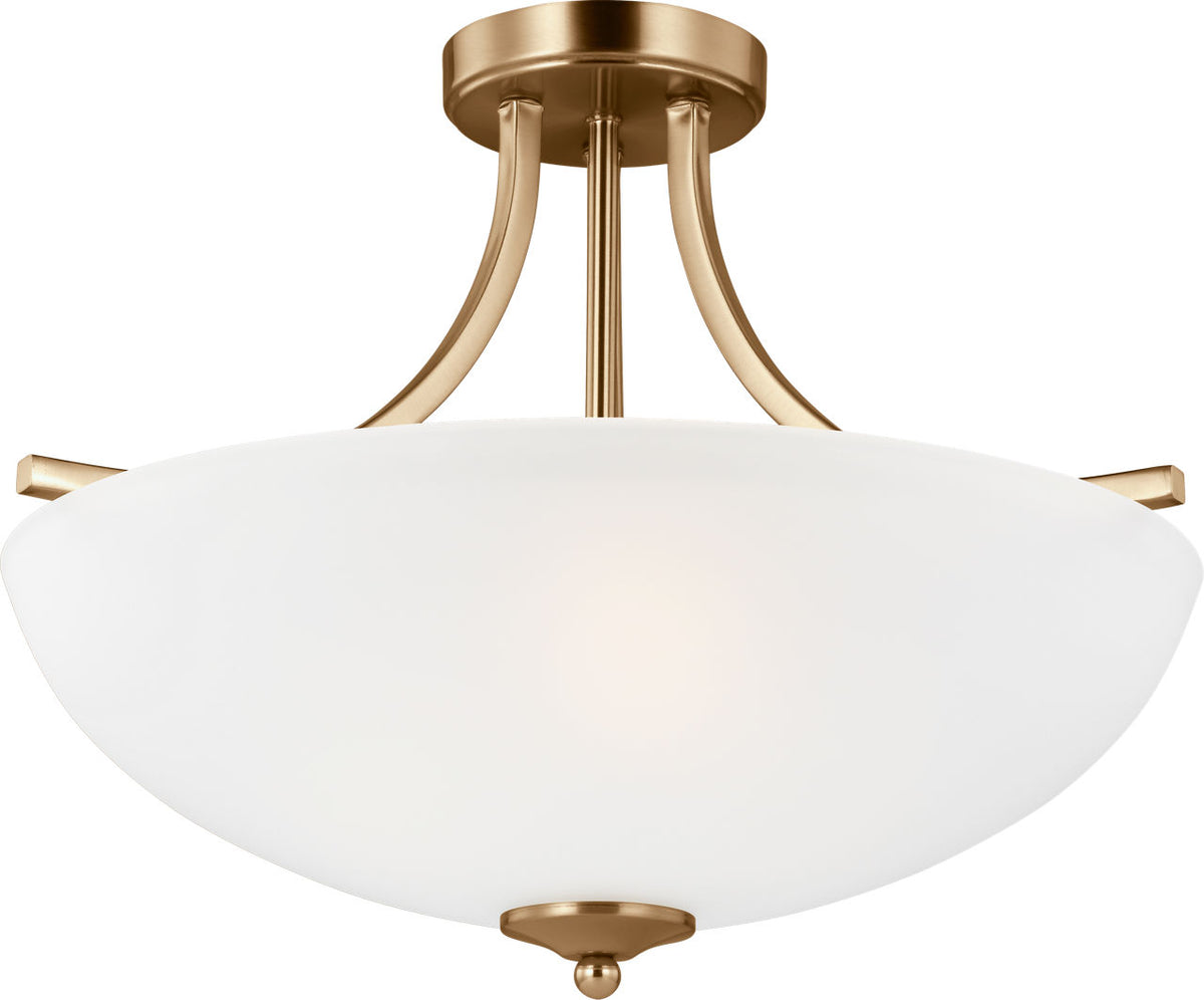 Generation Lighting Geary 3 light satin brass semi-flush mount ceiling light