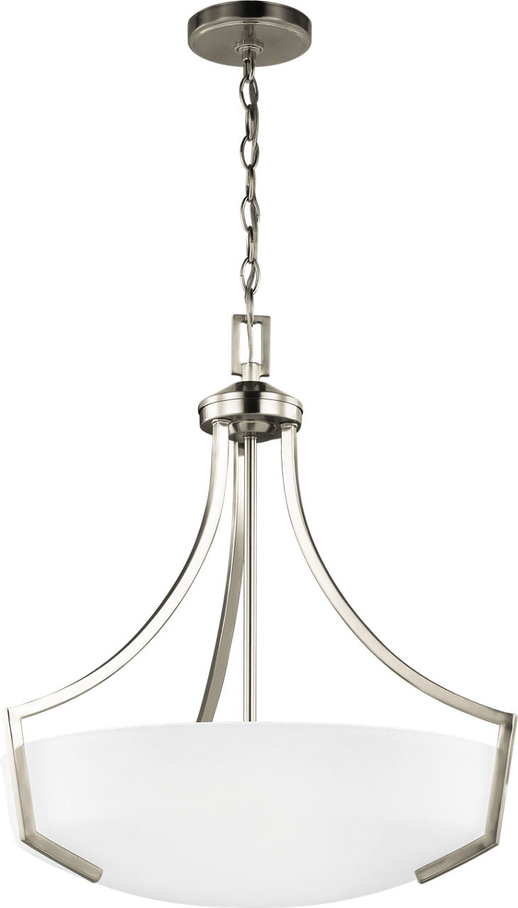 Generation Lighting Hanford 3 light pendant ceiling light in brushed nickel