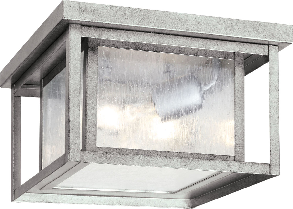 Generation Lighting Hunnington 2 light weathered pewter flush mount ceiling light with clear seeded glass