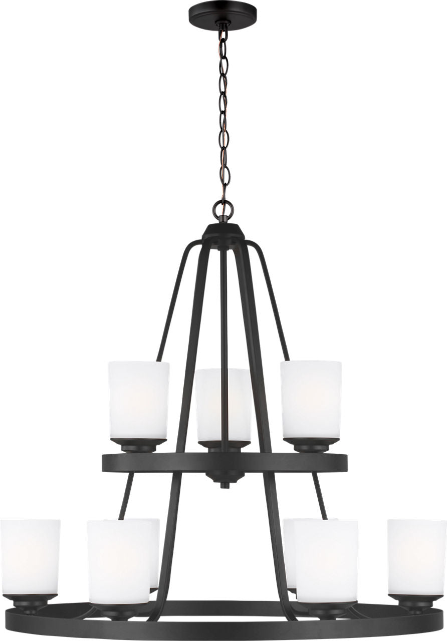 Generation Lighting Kemal 9 light midnight black chandelier ceiling light