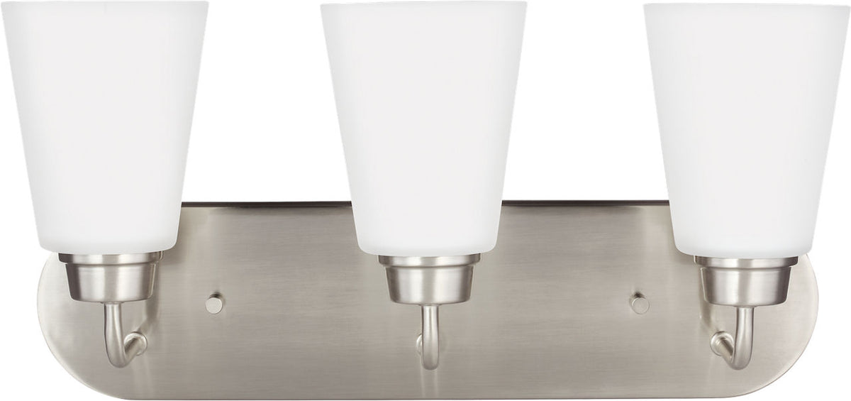 Generation Lighting Kerrville 3 light brushed nickel bath vanity wall light