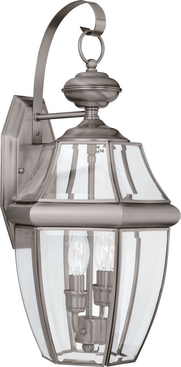 Generation Lighting Lancaster 2 light nickel outdoor wall lantern with clear beveled glass