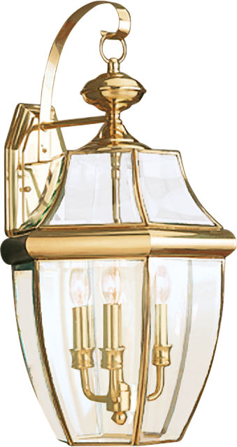 Generation Lighting 8040-02 Lancaster 3 light polished brass outdoor wall lantern