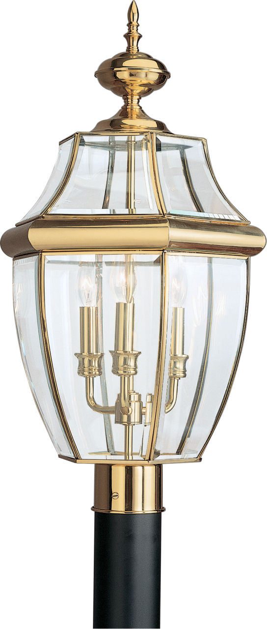 Generation Lighting Lancaster 3 light 24 inch polished brass post lantern