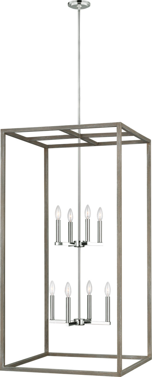 Generation Lighting Moffet Street 8 light washed pine pendant ceiling light
