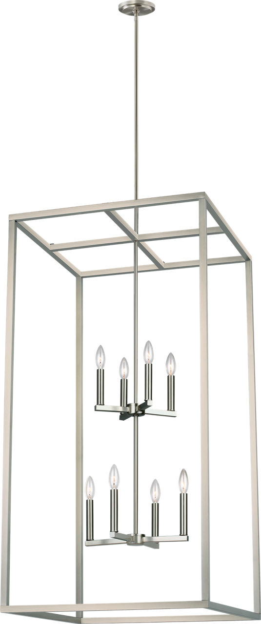 Generation Lighting Moffet Street 8 light brushed nickel lantern ceiling light