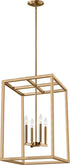 Generation Lighting Moffet Street 4 light satin brass lantern ceiling light