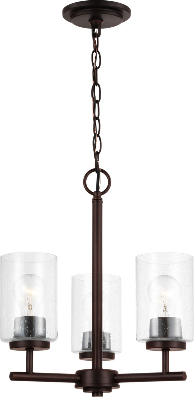 Generation Lighting Oslo 3 light bronze chandelier with clear seeded glass