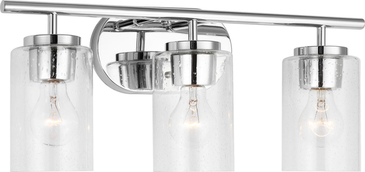 Generation Lighting Oslo 3 light chrome bath vanity wall light with clear seeded glass