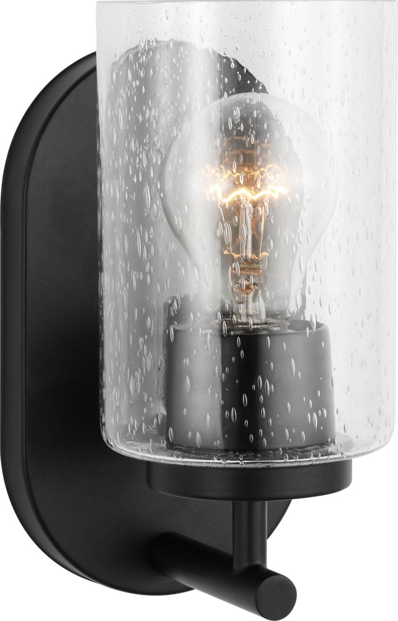 Generation Lighting 41170-112 Oslo 1 light midnight black bath wall light with clear seeded glass